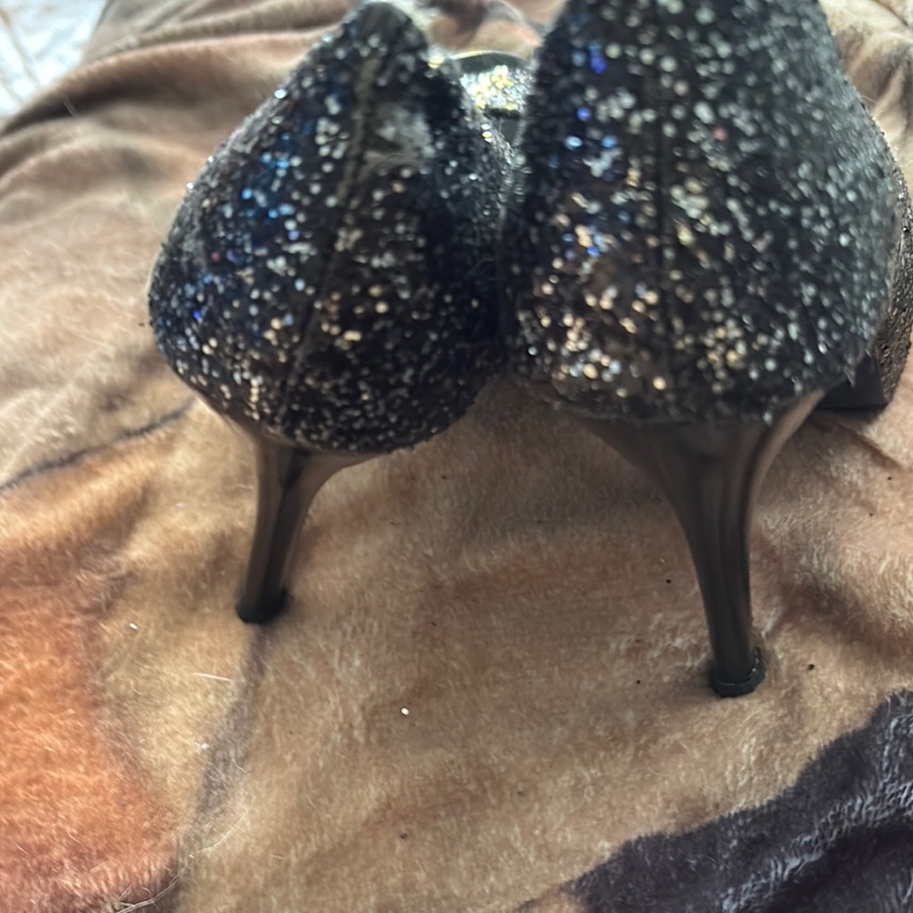 Glamorous Black and Silver Glitter Stiletto Heels - Picture 9 of 9